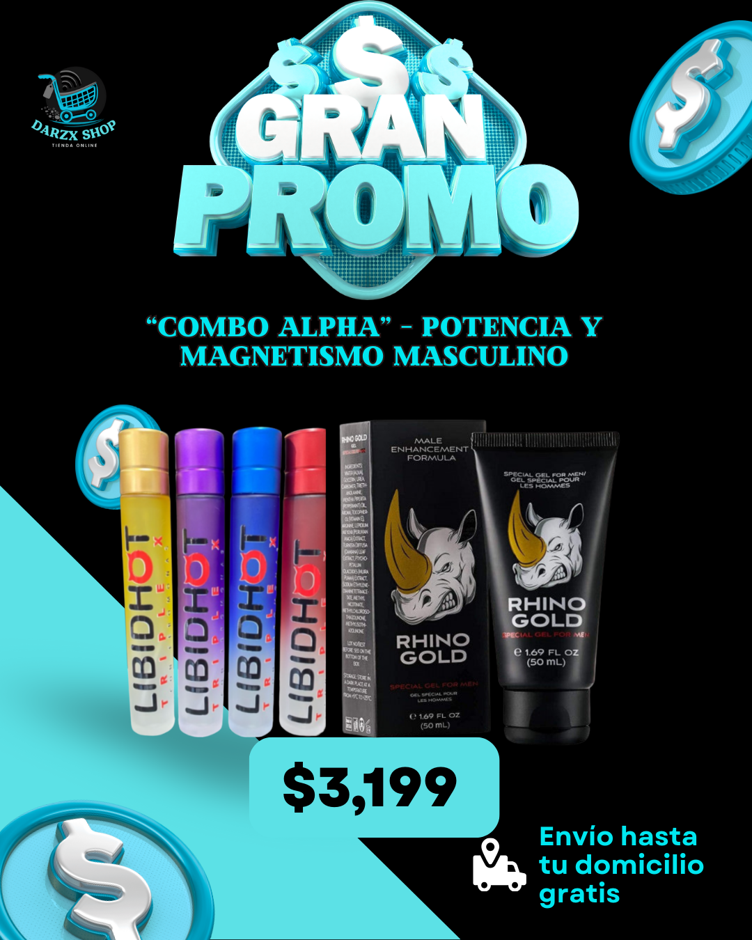 MEGA COMBO: COMBO ALPHA, POTENCIA Y MAGNETISMO MASCULINO