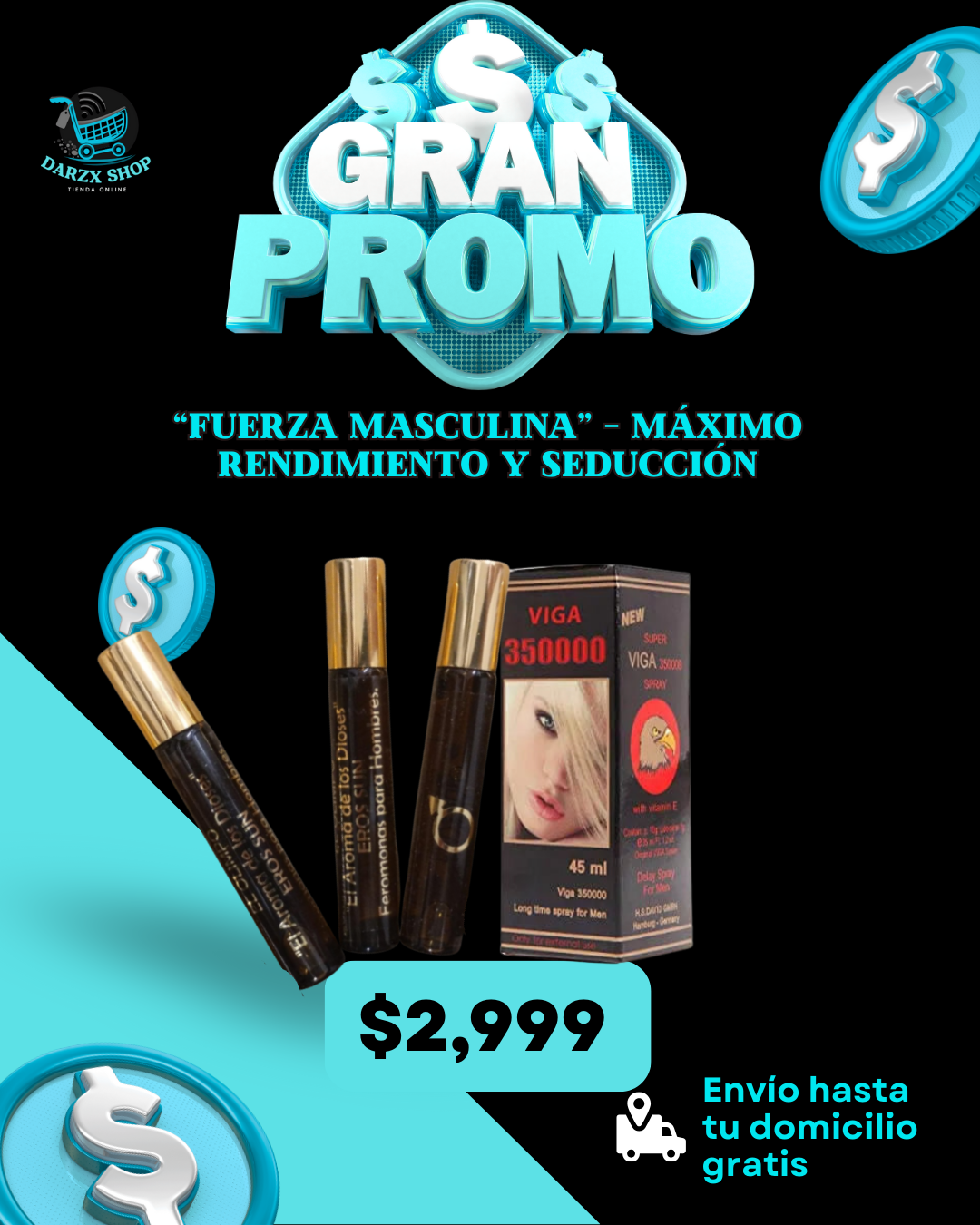 MEGA COMBO: FUERZA MASCULINA, MAXIMO RENDIMIENTO Y SEDUCCION