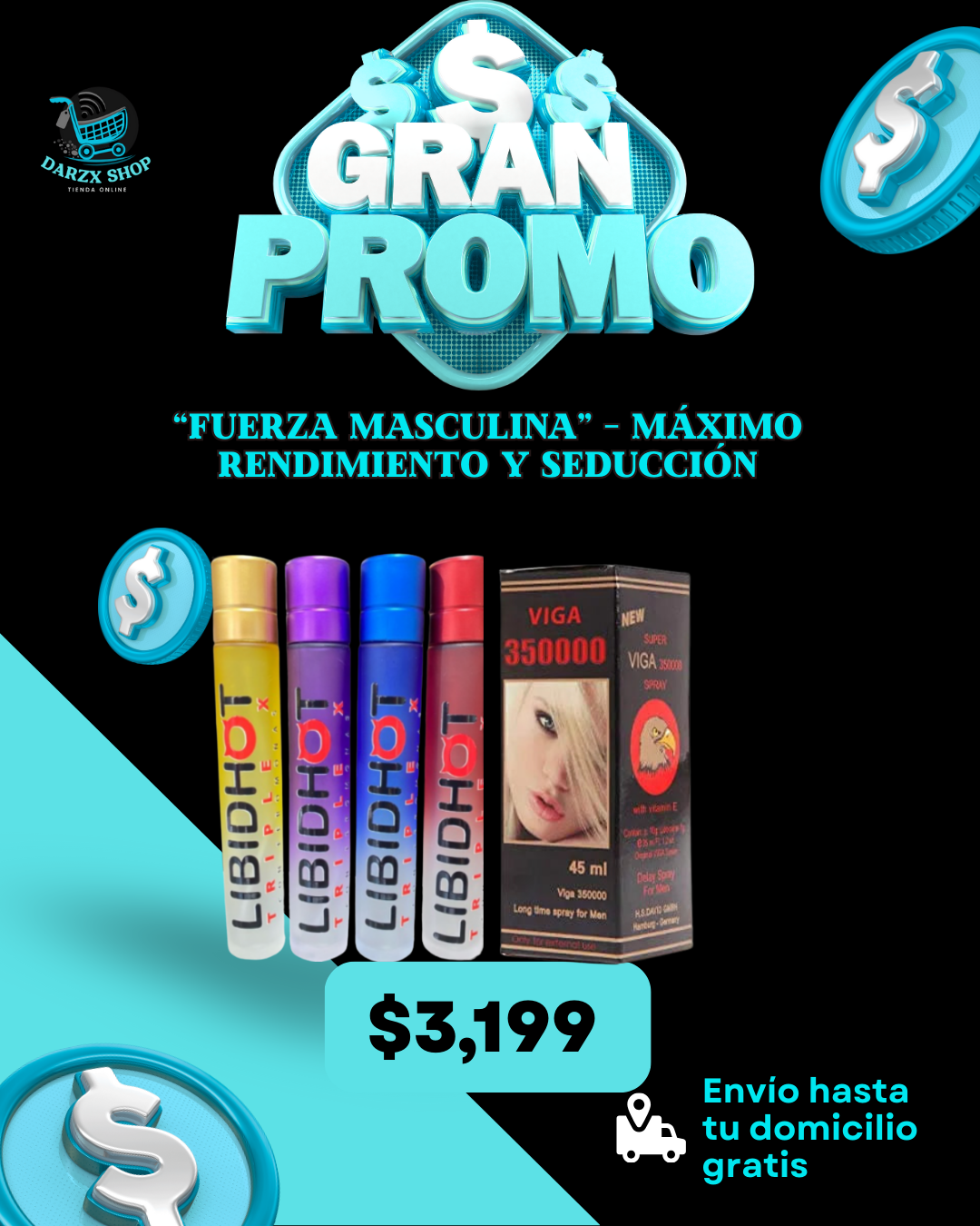 MEGA COMBO: FUERZA MASCULINA, MAXIMO RENDIMIENTO Y SEDUCCION