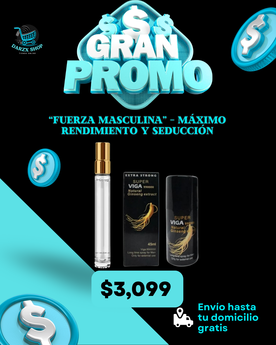 MEGA COMBO: FUERZA MASCULINA, MAXIMO RENDIMIENTO Y SEDUCCION
