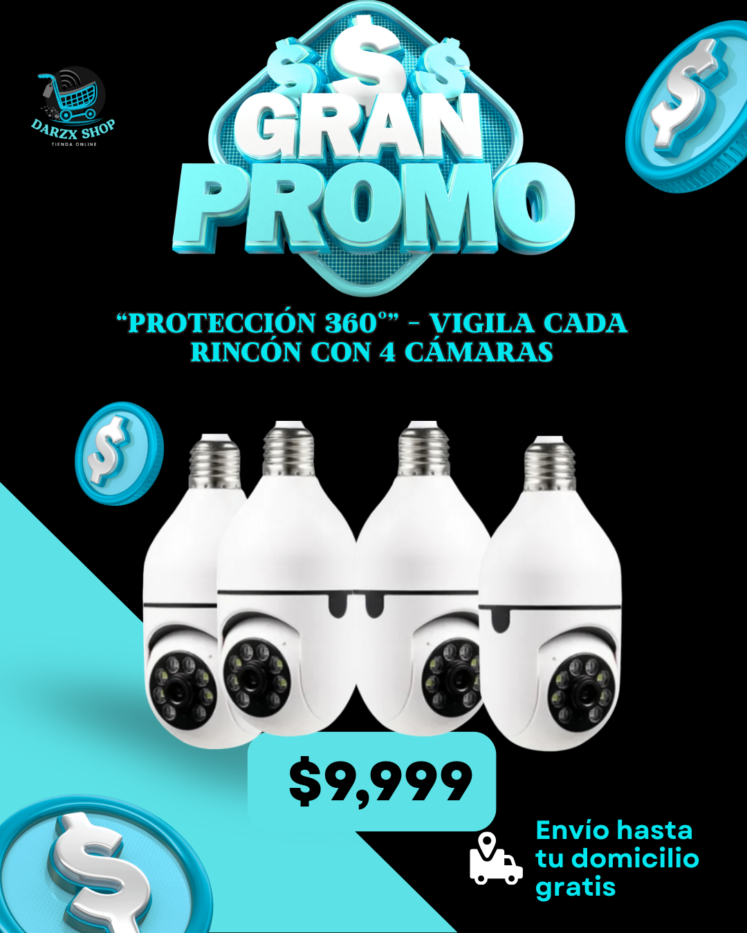 MEGA COMBO: PROTECCION 360, VIGILA CADA RINCON CON 4 CAMARAS