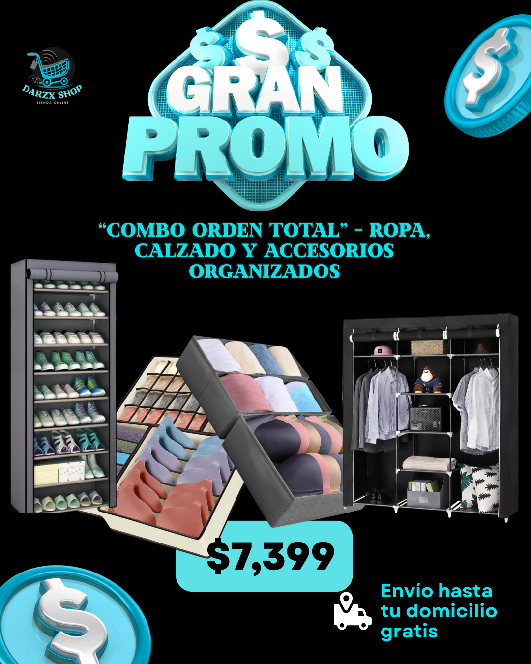 MEGA COMBO: COMBO ORDEN TOTAL, ROPA+CALZADO Y ACCESORIOS ORGANIZADOS