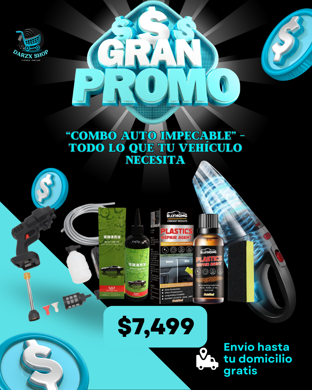 MEGA COMBO: COMBO AUTO IMPECABLE, TODO LO QUE TU VEHICULO NECESITA