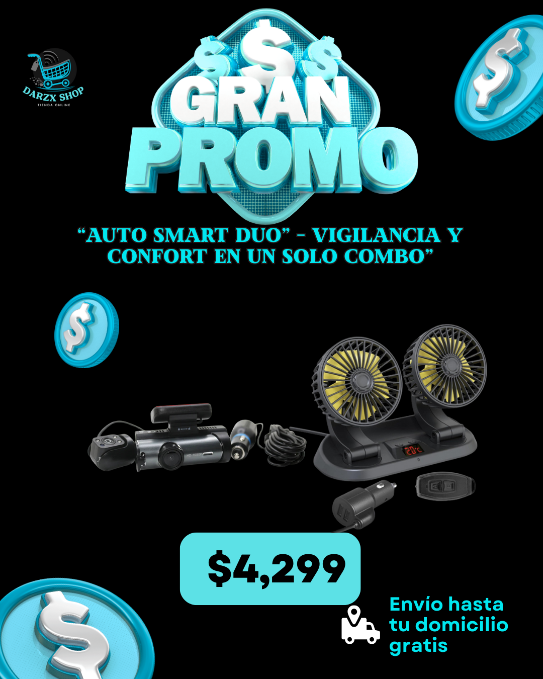 MEGA COMBO: AUTO SMART DUO, VIGILANCIA Y CONFORT EN UN SOLO COMBO
