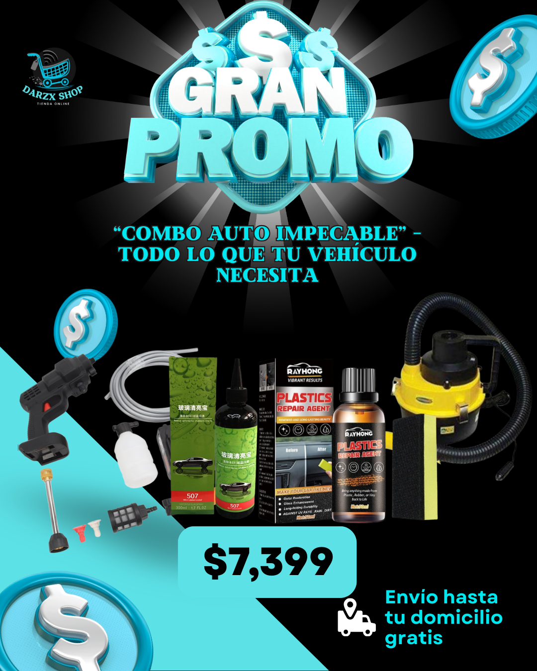 MEGA COMBO: COMBO AUTO IMPECABLE TODO LO QUE TU VEHICULO NECESITA