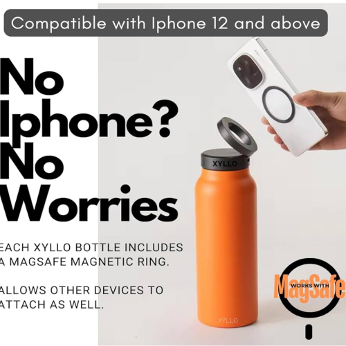 BOTELLA DE AGUA AISLADA CON SOPORTE PARA TELÉFONO