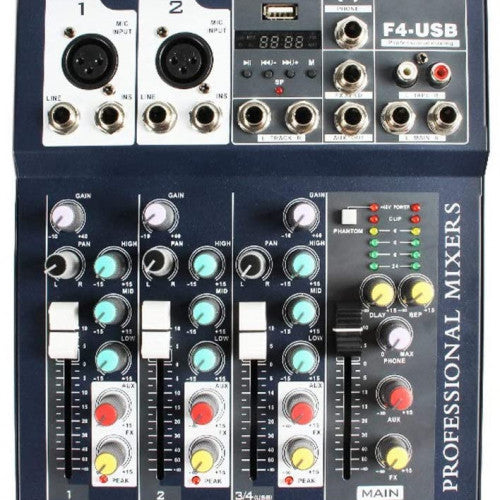MEZCLADOR DE AUDIO 4 CANALES MIXER F4-USB