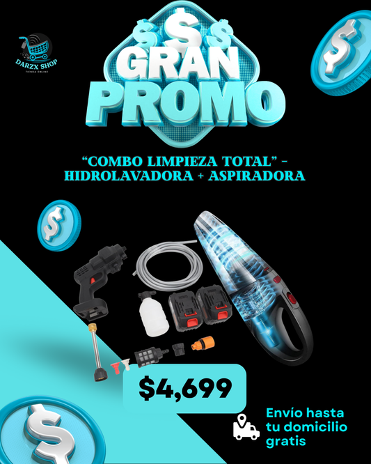 MEGA COMBO: COMBO LIMPIEZA TOTAL, HIDROLAVADORA+ASPIRADORA
