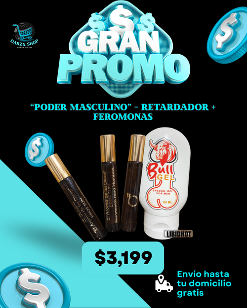 MEGA COMBO: PODER MASCULINO, RETARDADOR+FEROMONAS