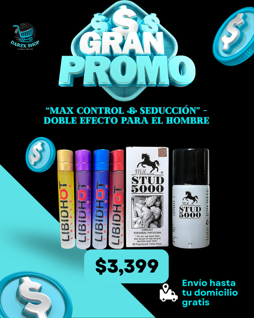 MEGA COMBO: MAX CONTROL Y SEDUCCION, DOBLE EFECTO PARA EL HOMBRE
