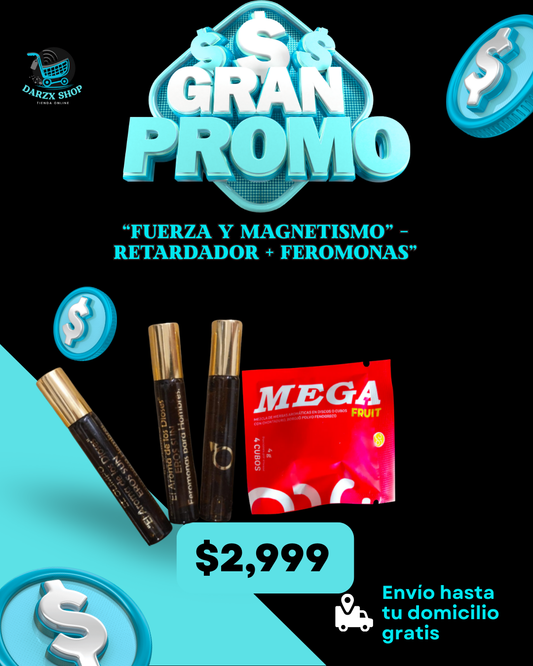 MEGA COMBO: FUERZA Y MAGNETISMO, RETARDADOR+FEROMONAS
