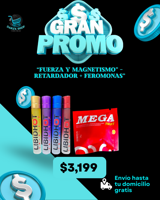 MEGA COMBO: FUERZA Y MAGNETISMO, RETARDADOR+FEROMONAS