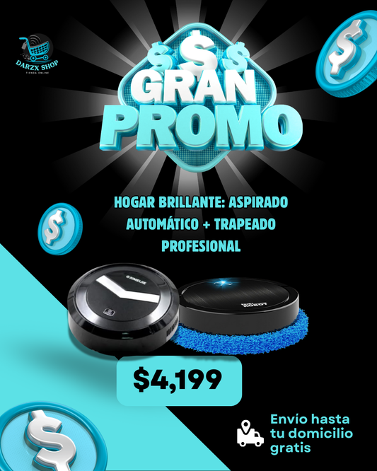 MEGA COMBO: HOGAR BRILLANTE: ASPIRADO AUTOMATICO+TRAPEADOR PROFESIONAL