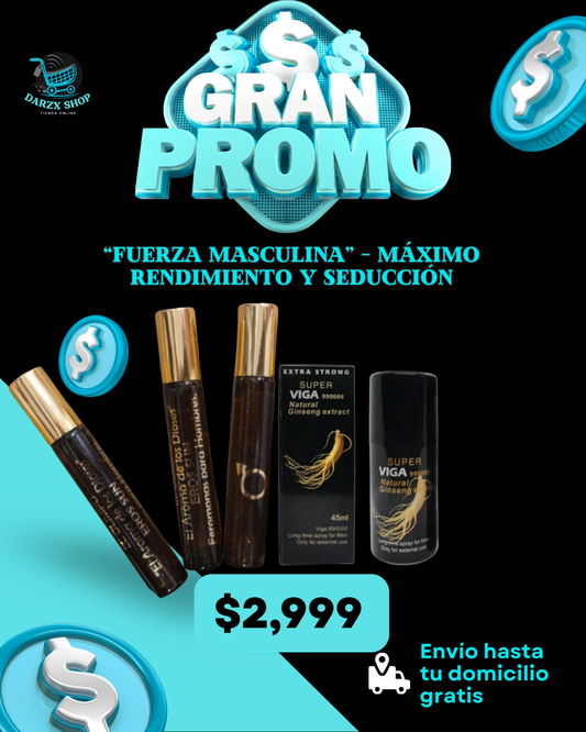 MEGA COMBO: FUERZA MASCULINA, MAXIMO RENDIMIENTO Y SEDUCCION