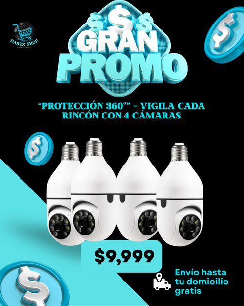 MEGA COMBO: PROTECCION 360, VIGILA CADA RINCON CON 4 CAMARAS