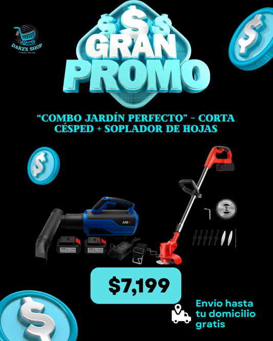 MEGA COMBO: COMBO JARDIN PERFECTO, CORTA CESPED+SOPLADOR DE HOJAS