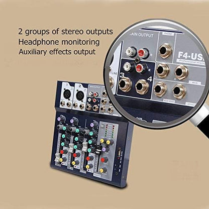 MEZCLADOR DE AUDIO 4 CANALES MIXER F4-USB