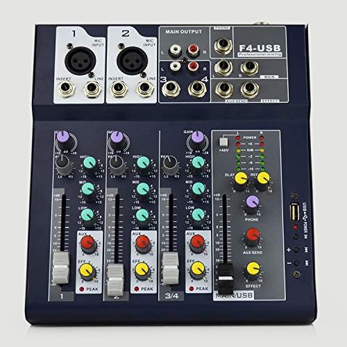MEZCLADOR DE AUDIO 4 CANALES MIXER F4-USB