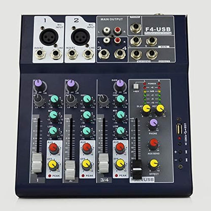 MEZCLADOR DE AUDIO 4 CANALES MIXER F4-USB