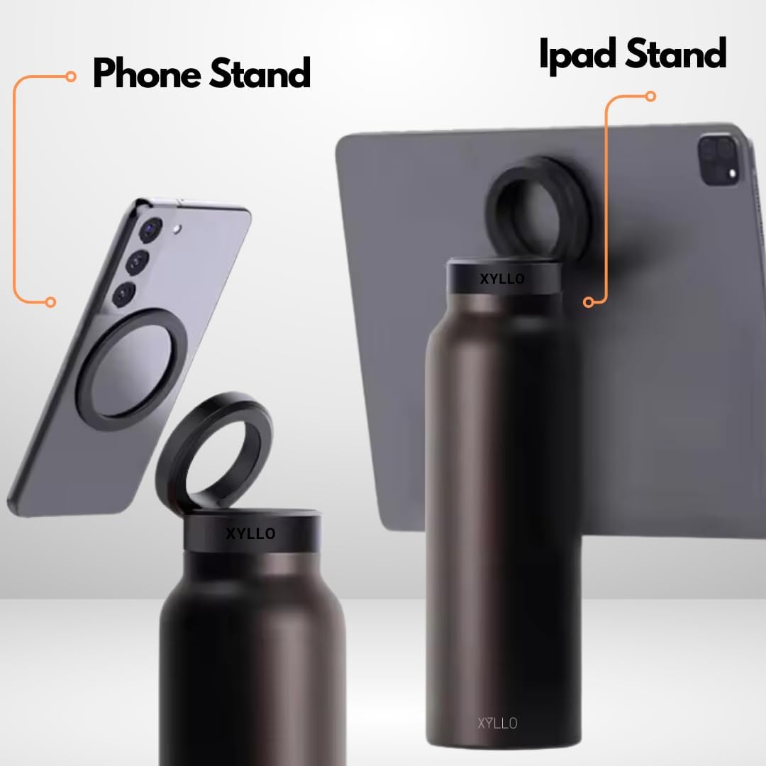 BOTELLA DE AGUA AISLADA CON SOPORTE PARA TELÉFONO