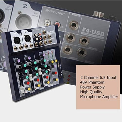 MEZCLADOR DE AUDIO 4 CANALES MIXER F4-USB