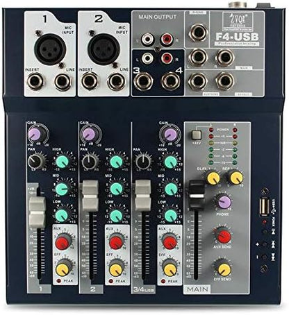 MEZCLADOR DE AUDIO 4 CANALES MIXER F4-USB