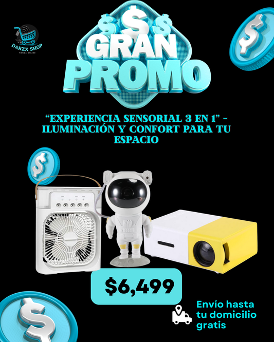 MEGA COMBO: EXPERIENCIA SENSORIAL 3 EN 1, ILUMINACION Y CONFORT PARA TU ESPACIO