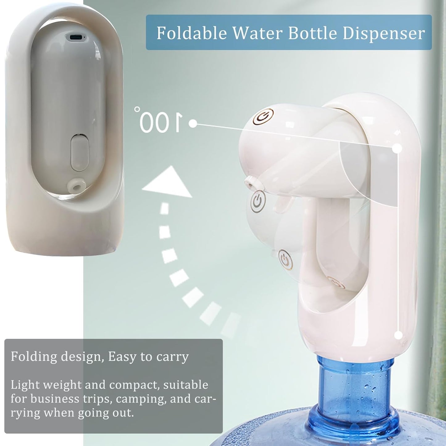 DISPENSADOR DE AGUA ELÉCTRICO PORTÁTIL Y PLEGABLE, HERRAMIENTA DE AGUA POTABLE