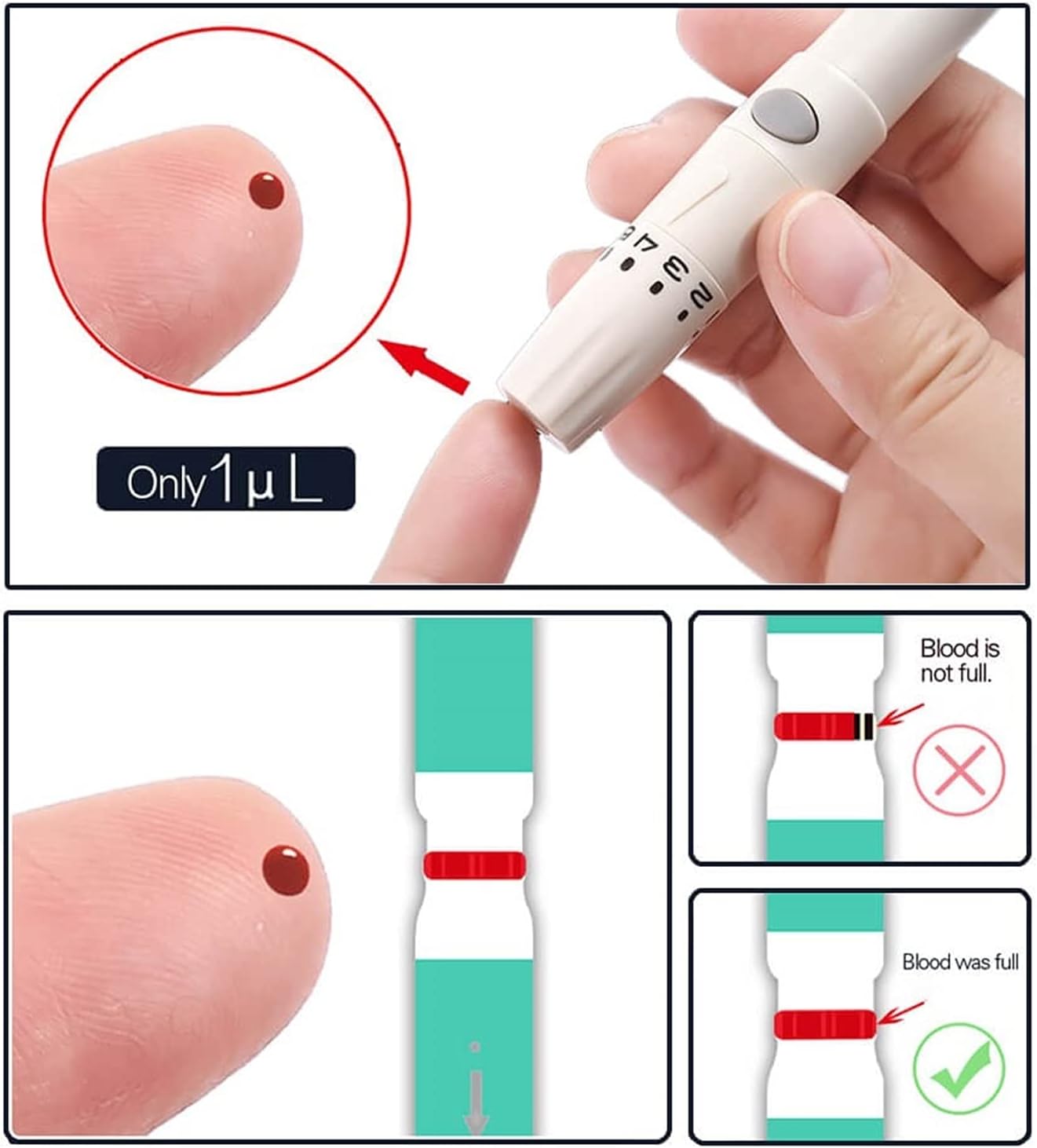 MONITOR DE GLUCOSA EN SANGRE KIT DE PRUEBA DE AZÚCAR EN SANGRE EN PANTALLA GRANDE PARA EL HOGAR