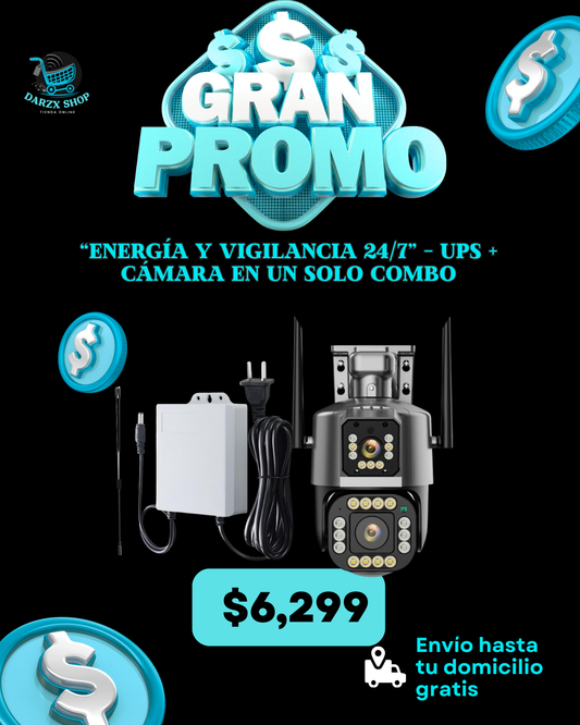 MEGA COMBO: ENERGIA Y VIGILANCIA 24/7A, UPS+CAMARA EN UN SOLO COMBO