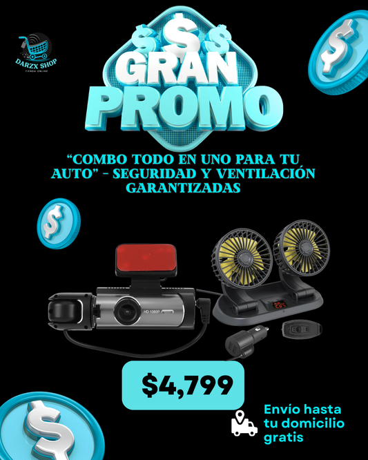 MEGA COMBO: COMBO TODO EN UNO PARA TU AUTO, SEGURIDAD Y VENTILACION GARANTIZADAS
