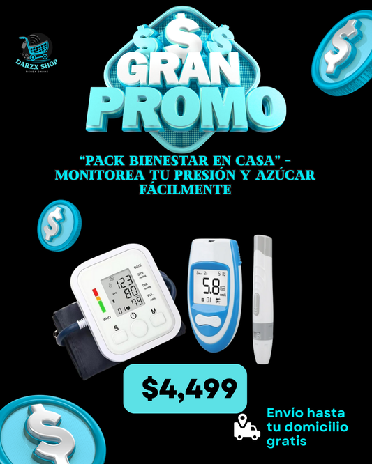 MEGA COMBO: PACK BIENESTAR EN CASA MONITOREA TU PRESION Y AZUCAR FACILMENTE