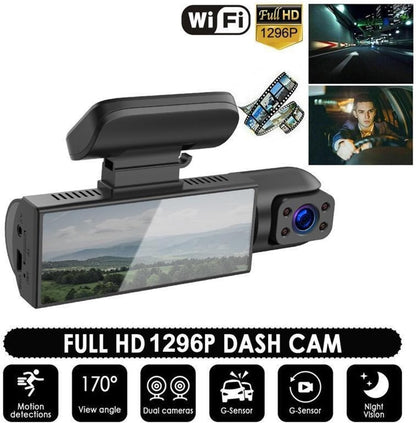 Cámara grabadora de video frontal trasera interior cámara de tablero de doble lente para automóvil HD 1080P MD-12705