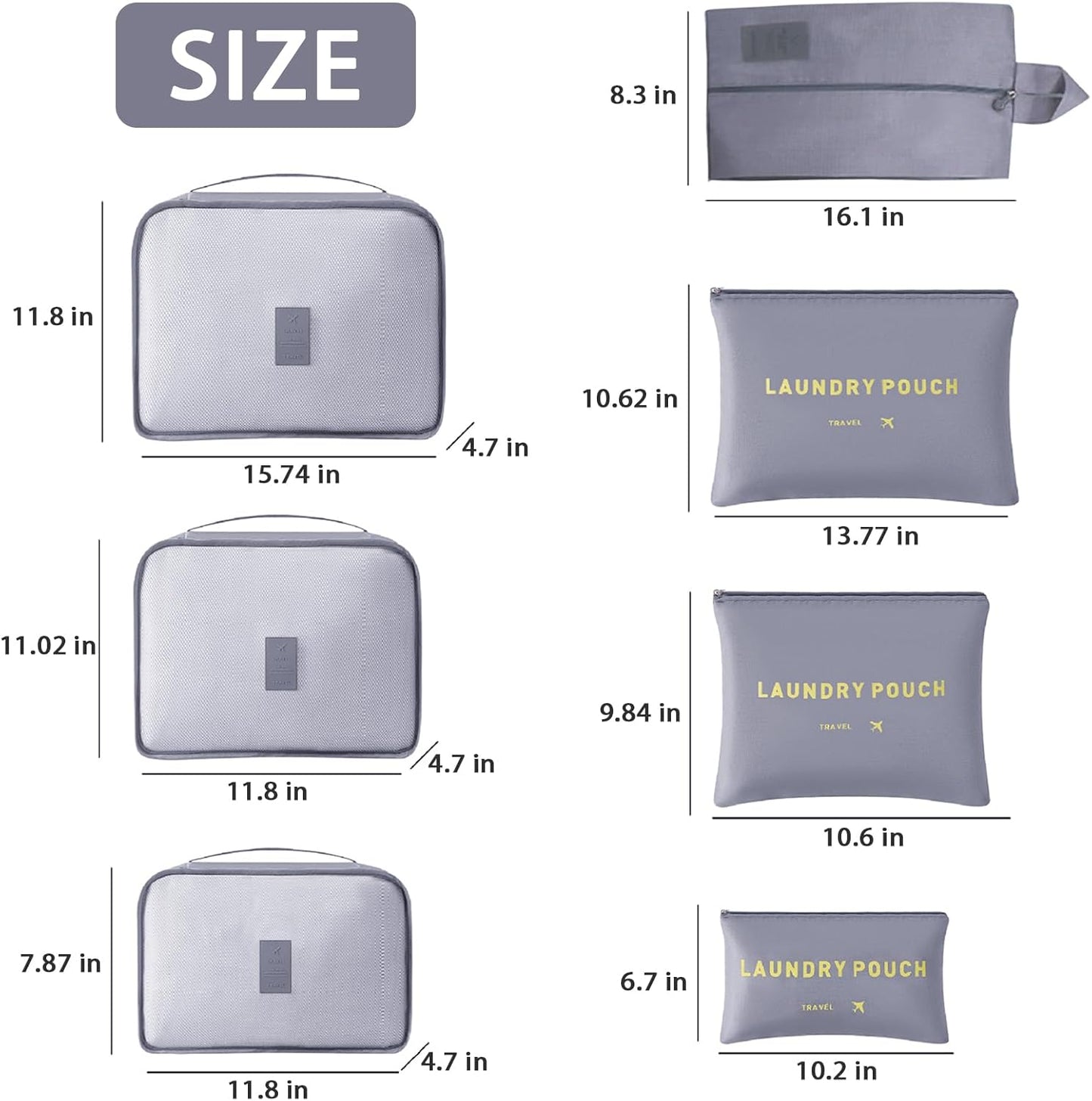 SET BOLSAS DE VIAJE GRIS