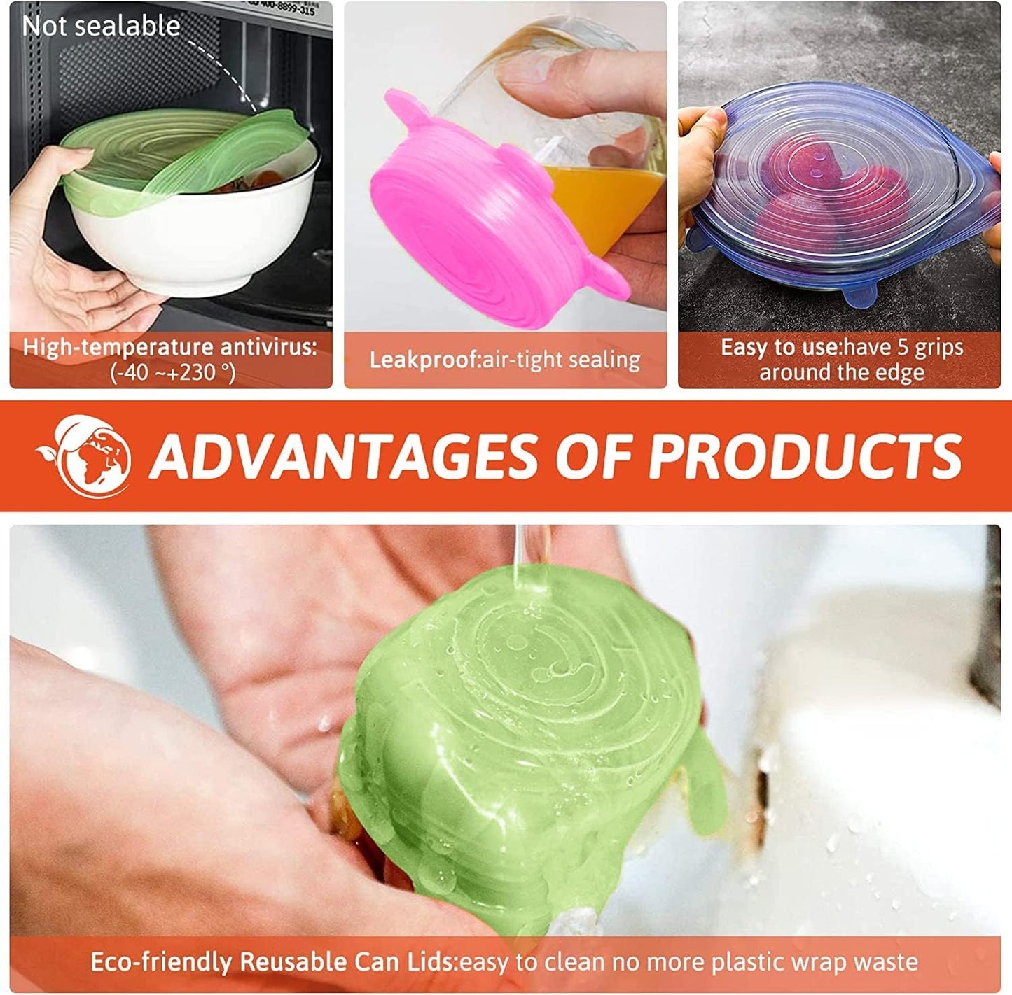 TAPAS DE SILICON REDONDAS SET DE 6 UND