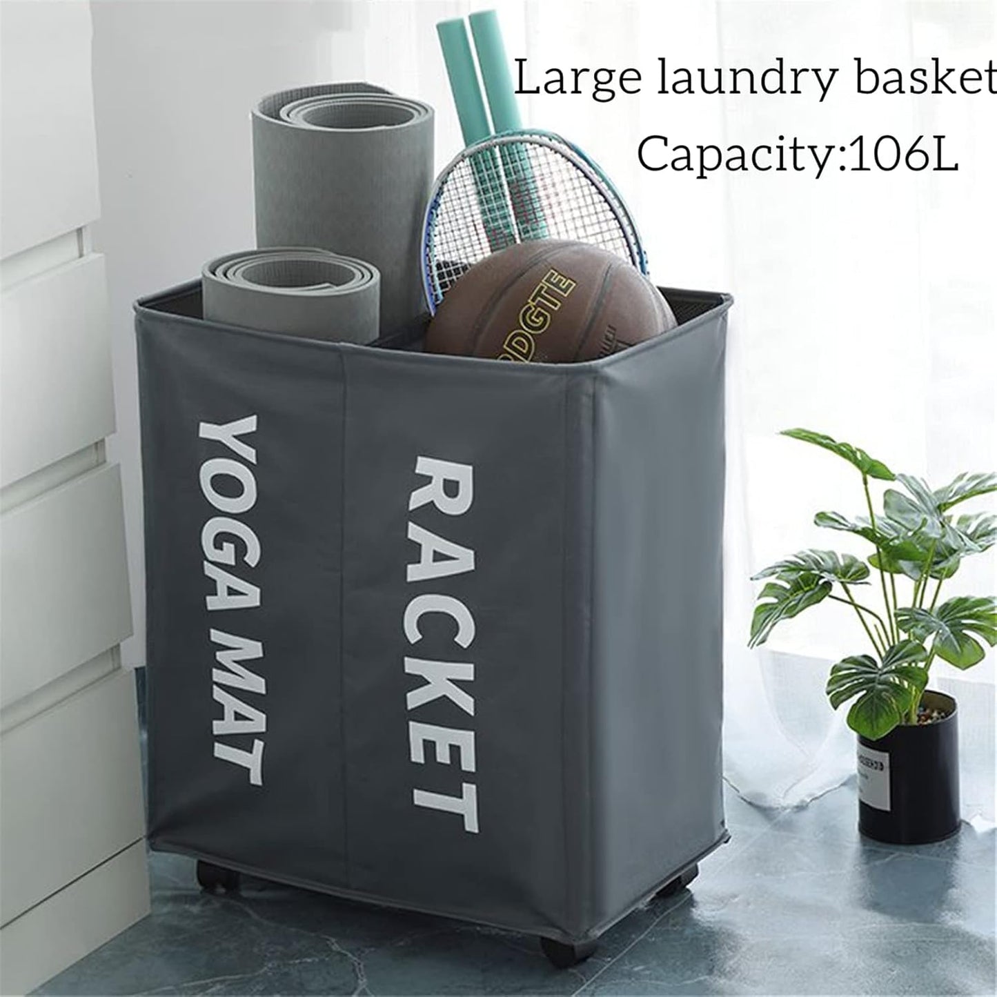 HAMPER CESTA DE ROPA SUCIA 2 DIVICIONES GRIS