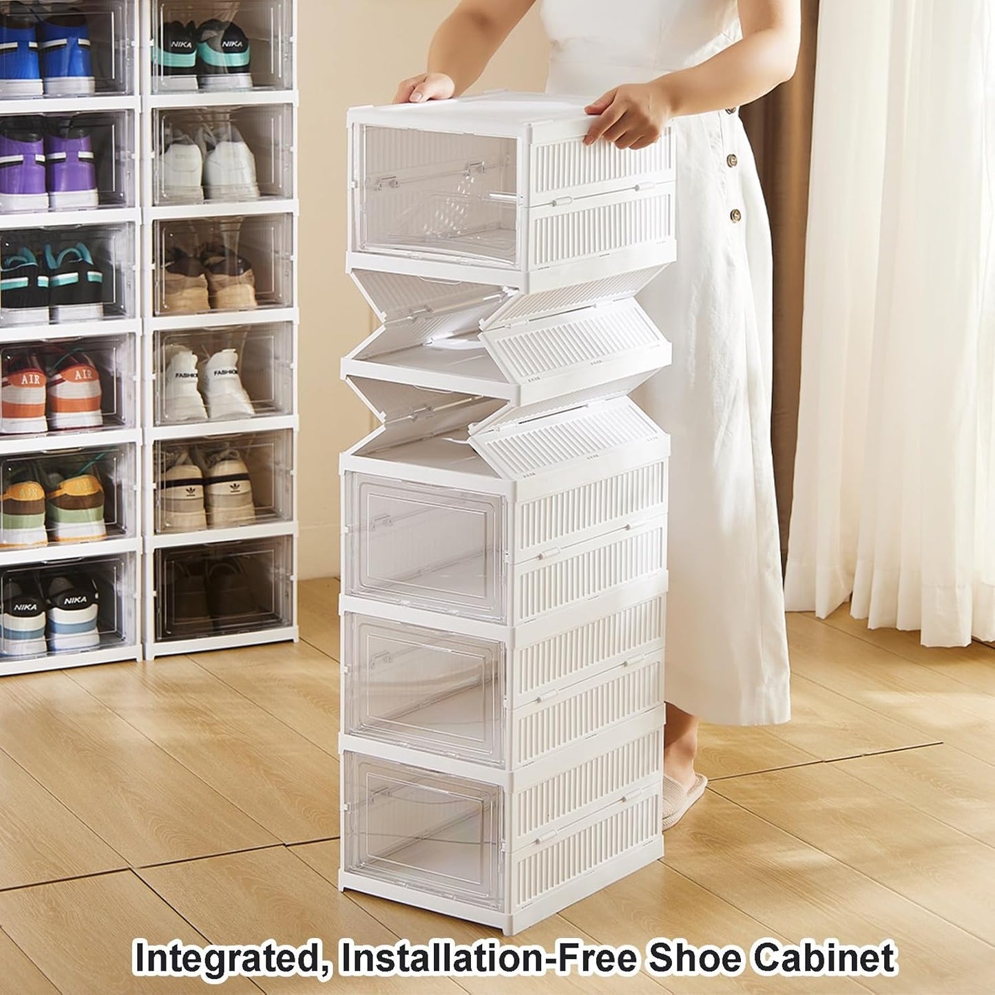 ORGANIZADOR DE ZAPATOS CON TAPAS Y PUERTAS 6 NIVELES