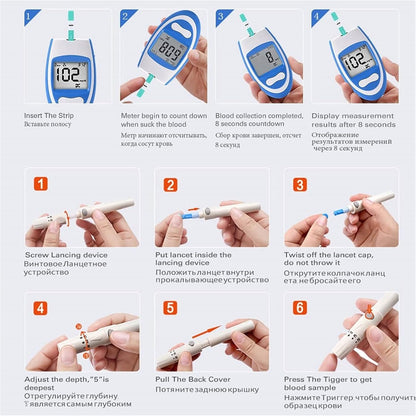 MONITOR DE GLUCOSA EN SANGRE KIT DE PRUEBA DE AZÚCAR EN SANGRE EN PANTALLA GRANDE PARA EL HOGAR