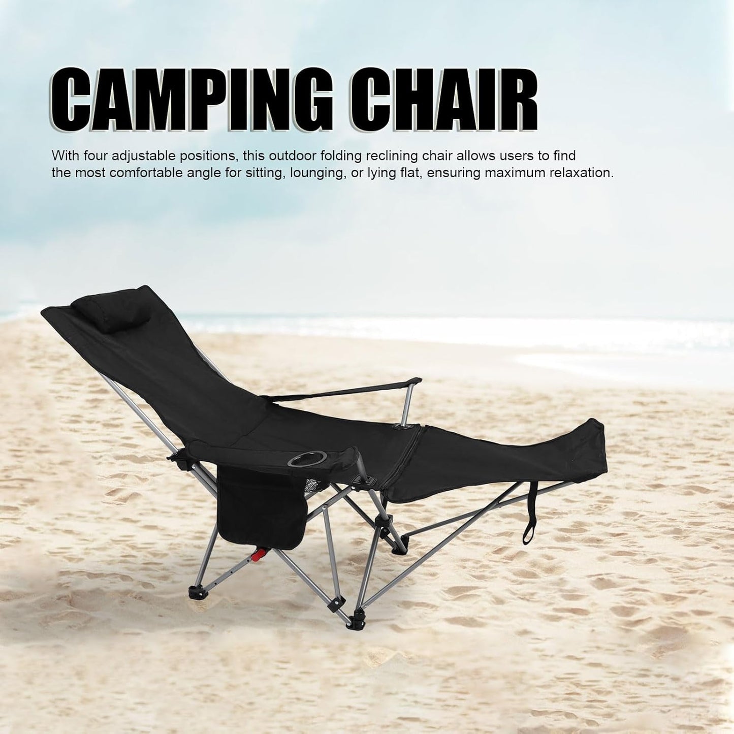 SILLA DE PLAYA PLEGABLE CON PORTA PIE