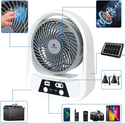 ABANICO SOLAR RECARGABLE PORTATIL 8"