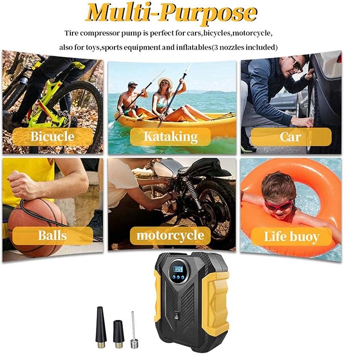 BOMBA DE AIRE PORTÁTIL 12V CON LINTERNA LED DIGITAL
