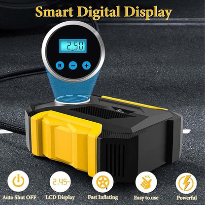 BOMBA DE AIRE PORTÁTIL 12V CON LINTERNA LED DIGITAL