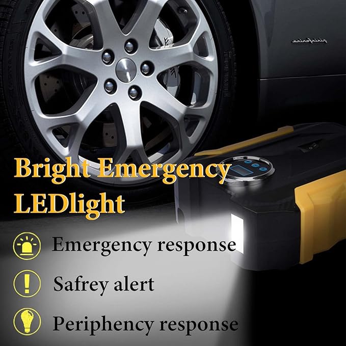 BOMBA DE AIRE PORTÁTIL 12V CON LINTERNA LED DIGITAL